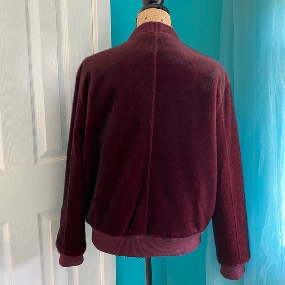J.O.A. Faux Fur Maroon Bomber Jacket Size M - Picture 5 of 8